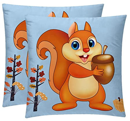 TBOUOBT Packung mit 2 Samt-Kissenbezügen, quadratischer Kissenbezug, Kissenbezug für Couchbett,Tier tannenzapfen Tier cartoon