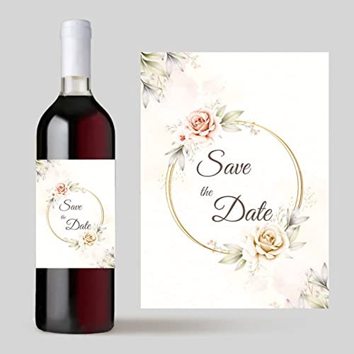 20 Stück benutzerdefinierte Hochzeit Wein Etiketten Sticks,Hochzeit benutzerdefinierte Aufkleber fügen Sie Ihr Bild, Süßigkeiten Gefälligkeiten Geschenk Flasche Etiketten (10,9 x 12,7 cm)