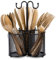 Jortmrd 3en1 Porte Ustensiles Cuisine Rangement Pot a Ustensile de Cuisine Egouttoir Couvert Support Ustensiles Cuisine Porte Couvert Range Ustensiles Support Panier à Ustensiles Noir pour Comptoir