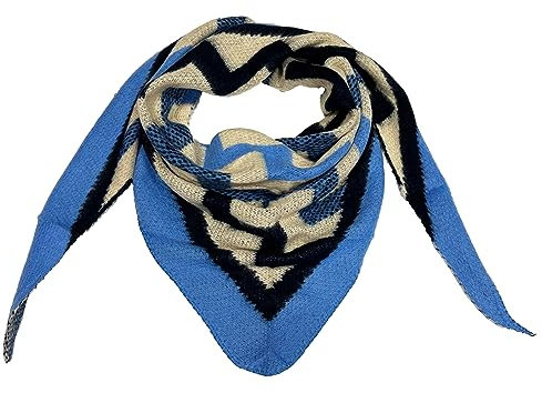 J26 XL Dreiecksschal Winter Unisex Dreieck Schal Welle Wolle Fashion Stola Tuch gestrickt Strickschal (Blau)
