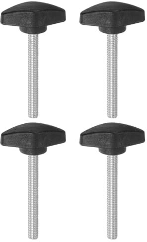 QUARKZMAN 4pz Manopole a T con Viti a Testa Alare M6x55mm Manopole a T Plastica Filettatura Maschio standard Maniglie Manopole Serraggio a mano Vite a testa Zigrinata, Nero