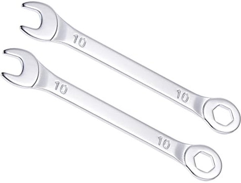 CoCud Llave Combinada, 10mm Métrica Caja Extremo Abierto Diseño de 6 Puntos con Desplazamiento de 15 Grados, Doble Extremo Caja y Extremo Abierto, 2 Piezas