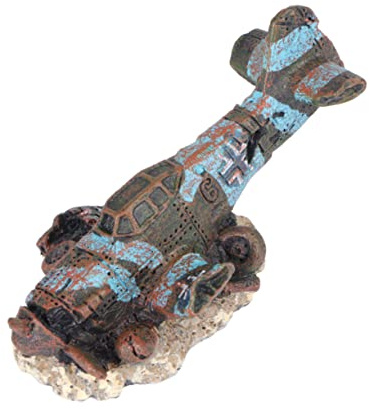 Yardwe Mini Harz Handwerk Aquarium Ornament Flugzeug Wrack Für Aquarium Landschaft