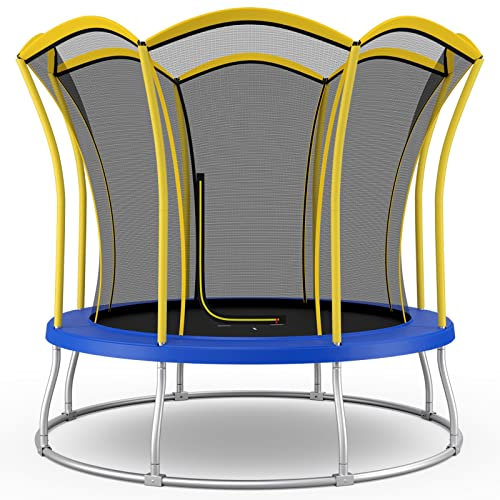 Trampoline Extérieur pour Enfant, avec Filet de Clôture, Coussin de Sécurité et Cadre en Acier Robuste, 2,4/3 M (304 x 265 cm)
