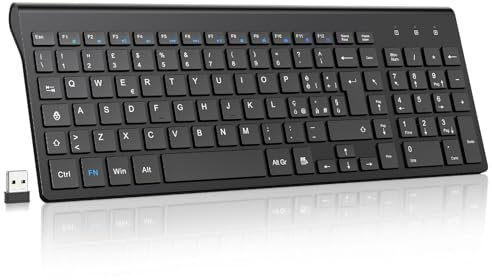 cimetech Tastiera wireless, Layout Italiano QWERTY, 2.4G tastiera USB per computer con tastierino numerico e tasti ergonomici per computer, PC, laptop, tablet, desktop, Android Smart TV (Nero)