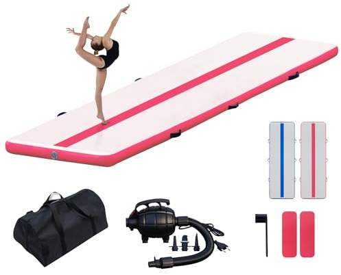 FunWater Aufblasbare Gymnastikmatte, Trainingsmatten, 10,2 cm dick, Gymnastik-Trommelbahnen für Zuhause, Fitnessstudio, Yoga, Cheerleading mit elektrischer Pumpe, 3 m