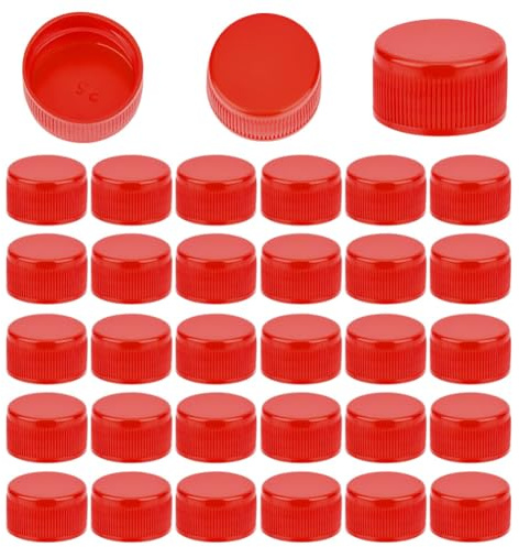 OLYCRAFT 50 Stück Plastikflaschenverschlüsse Rote Schraubverschlüsse 27 mm Innendurchmesser Flaschenkrug-Aufbewahrungsverschlüsse Drehverschluss Für Saftflaschen Spenderverschlüsse