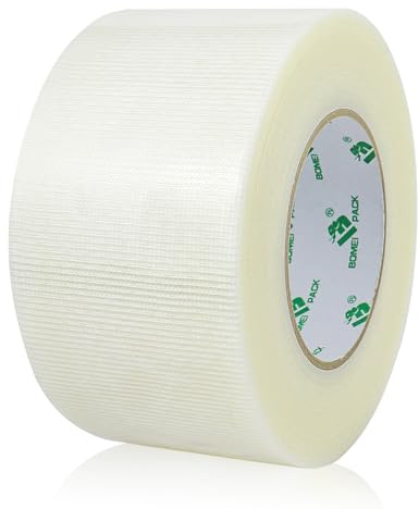 BOMEI PACK Clair Heavy Duty Duct Ruban adhésif pour réparation, fixation, scellement, résistant, imperméable, flexible, Clear Ruban adhésif déchirable à la main sans résidu (75mm*50m)
