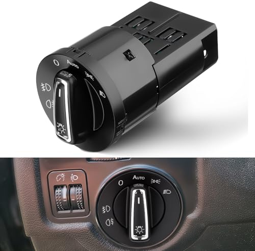 GEAREVER Scheinwerferschalter Fit für VW Golf 4 Bora Passat 1C0941531A | Automatischer Lichtschalter, mit Lichtsensormodul, Nebelscheinwerfer, Lampenschalter, Fit für Jetta, Polo, integriert