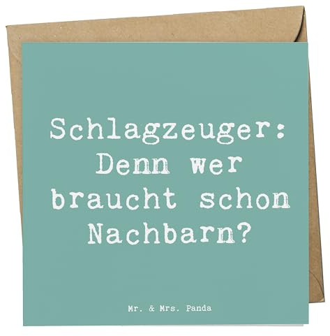Mr. & Mrs. Panda Grußkarte Spruch Schlagzeuger Spruch - Geschenk, Präsenz, Instrument, Klappkarte, Lernen, Beats, Musiker, doppelkarte, Schlagzeug, Band, Musik, anlasskarte, Glückwunschkarte, Lärm