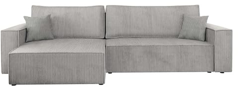 Mirjan24 Ecksofa Kobaro Cord Maxi Sofa Eckcouch Couch mit Schlaffunktion und Bettkasten Ottomane Universal, L-Form Couch Schlafsofa Bettsofa Farbauswahl (Poso 110)