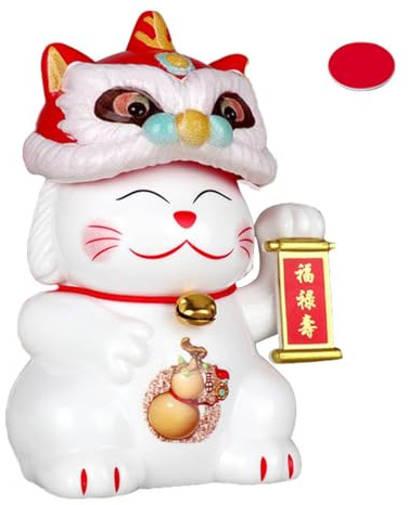 Ornement du chat porte bonheur, décoration chinoise des chats | Chat chanceux hochant la tête à énergie solaire - Nous accueillons le chat de la fortune, chat hochant à l'énergie