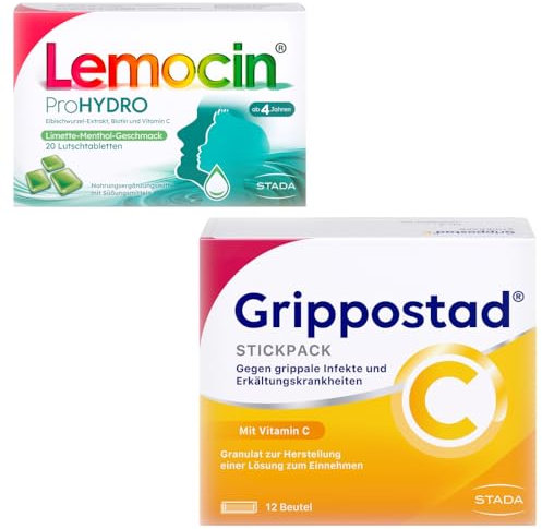 Grippostad C Stickpack & Lemocin ProHydro 20 Lutschtabletten Sparset bei Erkältungen