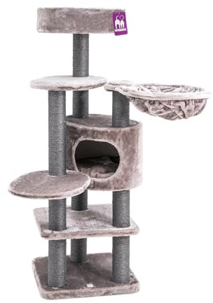 Petrebels Kratzbaum Jane 138 cm, Leicht zu erklimmen, Ideal für ältere senioren Katzen, Farbe Cappuccino
