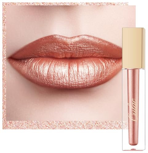 Oulac Rouge à Lèvres Métallique Brillant 2-in-1 Rouge à Lèvres Longue Tenue＆à paupières Pailleté Lip Stain Hautement Pigmenté,Waterproof Vegan Gloss à Lèvres Maquillage Femme Fille MD06
