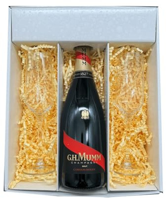 Coffret Blanc : Mumm – Champagne – Brut et 2 Flûtes « carr頻 (1x75cl)