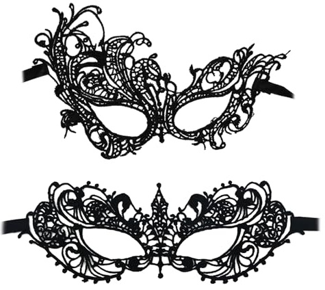 2 Stück Venezianische Maske Damen,Spitzenmaske,Maskenball Maske Schwarze,Spitzen Maskes,Maskenball Masken Kostüm,Steampunk Damen Accessoires,Catwoman Kostüm,Sexy Masken Für Frauen/Maserade Karneval