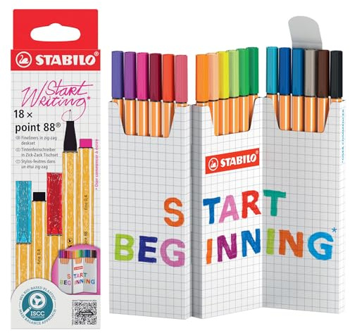 STABILO - Fineliner - point 88-18er Zick-Zack-Tischset - 18 Farben