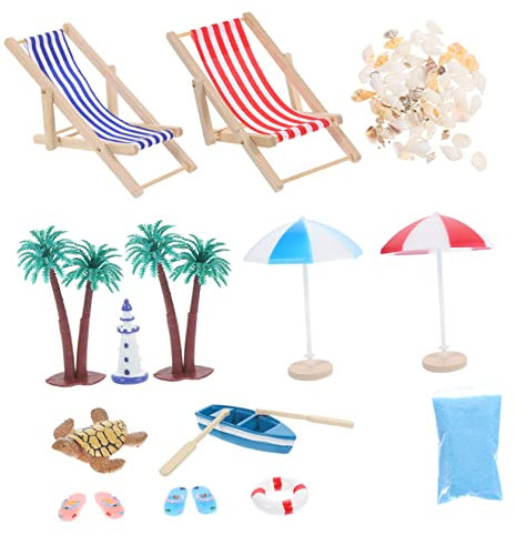 Vaguelly Puppenhaus Strand Miniatur Ornament Strand Stil Miniatur Zubehör Kit