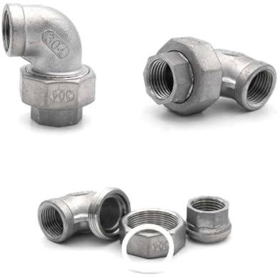 JRBJWYVV 1/4 -2 Male & Female 90 Degree Elbow BSP Thread SS304 Live Joint Coupling Union Connector Pipe Fitting for Tube(Rot,04)