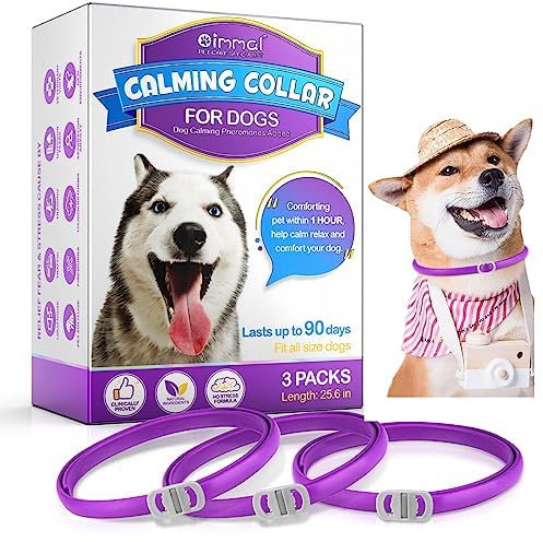 Generic Calming Collar for Dogs, 3 Packs, Adjustable, Pheromone, 90 Days, Waterproof, Fit All Dog Breeds, Purple, 25.6 Inches