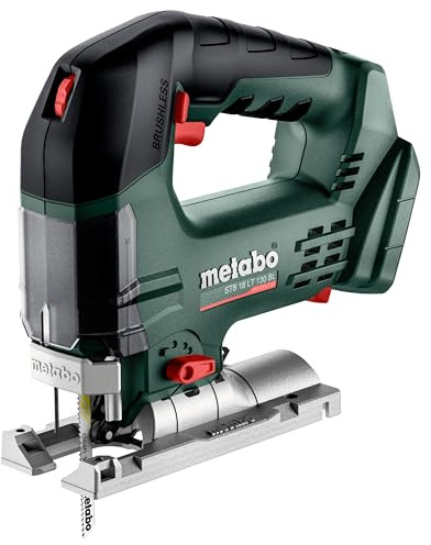 metabo Batteridriven sticksåg STB 18 LT 130 BL – 18 V, 130 mm skärdjup – pendellyft, verktygsfritt sågblad byte, LED-ljus, spånblåsfunktion, mjukt grepp, dammsug, för trä och metall – inkl. tillbehör