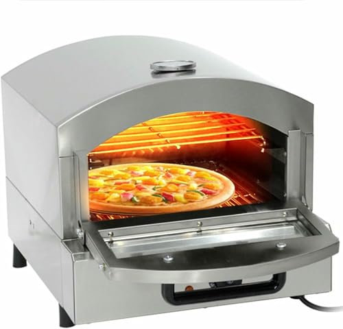 GFXYQPDNV Horno de Pizza de encimera para Interiores, Horno de Pizza eléctrico con Temporizador, Estufa de Mesa con Control de Temperatura de 350 °C, para Restaurante y hogar