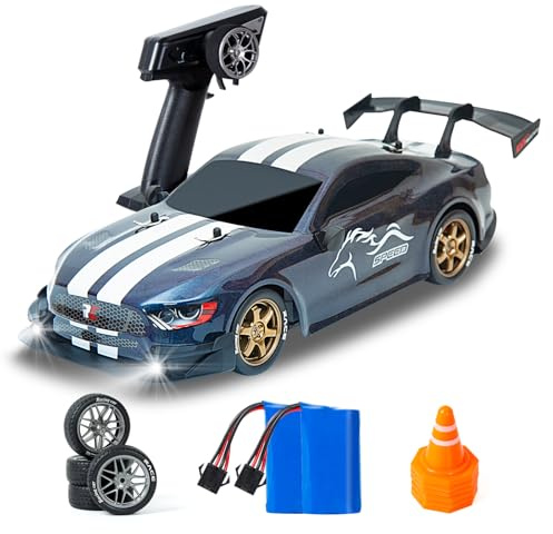 BORSTOYPRO Fjärrstyrd bil, 1:14 fjärrstyrd drift, bil, 4WD GT, drift RC bilar, drift med proportionell gasspak, racingleksak för vuxna, pojkar, barn