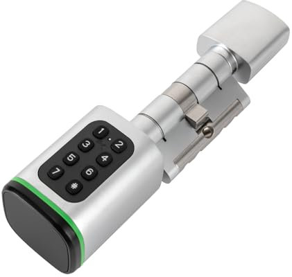 Elektronisches TüRschloss,Code Elektronisches TüRschloss,Smart Zylinderschloss,4 öFfnungsmethoden (App, Code, Smart Card, SchlüSsel),Geeignet FüR TüRen Von 1,4-1,8in (Weiß)