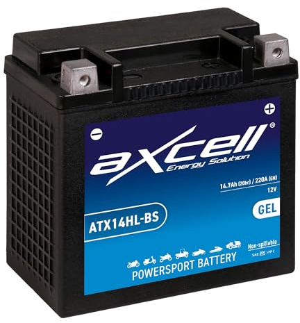 AXCELL Batterie 12V YTX14HL-BS HD-Pole GEL passend für Harley-Davidson XL 1200 X Sportster Forty-Eight XL2/LC3 2010-2014