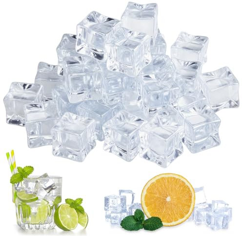 LPAMABA 120 Cubetti di Ghiaccio Finti in Acrilico - Ghiaccio Artificiale Decorativo, Cubetti Ghiaccio Riutilizzabili, Cubetti Decorativi Trasparenti per Fotografia Decorazione Bar Matrimoni e Feste