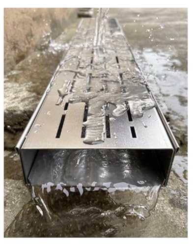 Canale di drenaggio griglia in acciaio inox, sistema di scarico per vialetto e patio, kit di grondaia con filtro per acqua piovana