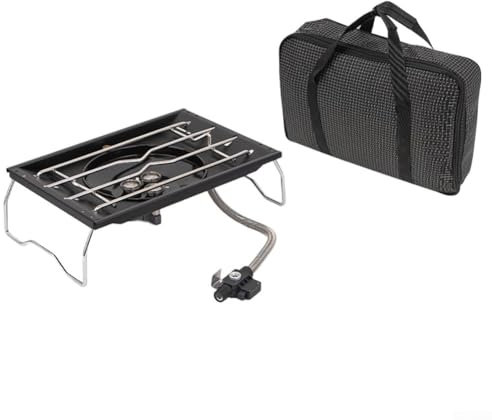 Fornello a gas portatile da campeggio, 6000 W, in acciaio inox, attrezzatura da cucina per esterni, con controllo continuo della fiamma, per isobutano, propano, butano, carburante, montaggio da tavolo