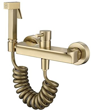Pulvérisateur De Bidet Portatif Pour Eau Chaude, Ensemble De Pulvérisateur De Bidet Avec Robinet Mélangeur Chaud-Froid En Laiton Et Tuyau Élastique, Pulvérisateur De Bidet Mural Pour Toilettes Pour L'