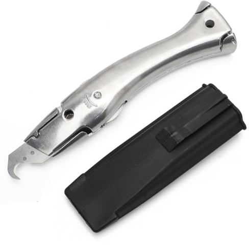Umllpet Hakenmesser Set mit Trapezklinge & Hakenklinge, Sicherheitscutter für PVC-Bodenbeläge, Teppiche, Schneider mit Schwarzer Aufbewahrungshülle