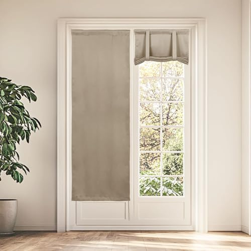 Maritown 1 Panel Door Blinds No Drilling French Door Curtain for Patio Door | Self Adhesive, Stick on, Rod Pocket, Privacy Protection, Thermal Insulated, Doorway Curtains for Glass Doors and Windows