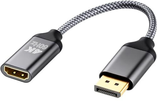 4K@60Hz Displayport to HDMI Adapter, 1080P@120Hz Uni-Directional DP Male to HDMI Female Converter, 4K Display Port Adapter for Multi-Scree Monitor Projector HDTV PC Dell Laptop HP AMD NVIDIA