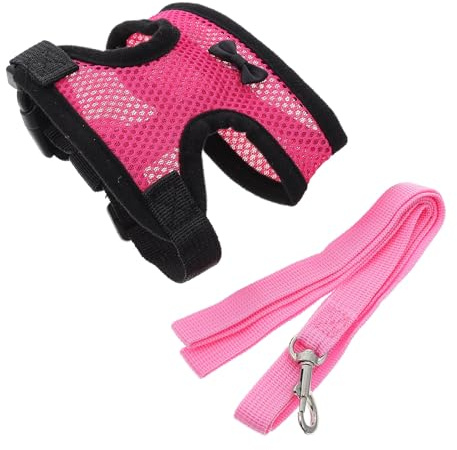 DOITOOL Verstellbares Hühnertrainingsgeschirr aus Atmungsaktivem Netzmaterial mit Leine für Hühner Enten und Gänse Komfortables Brustgeschirr für Kleintiere im Freien (pink Größe S