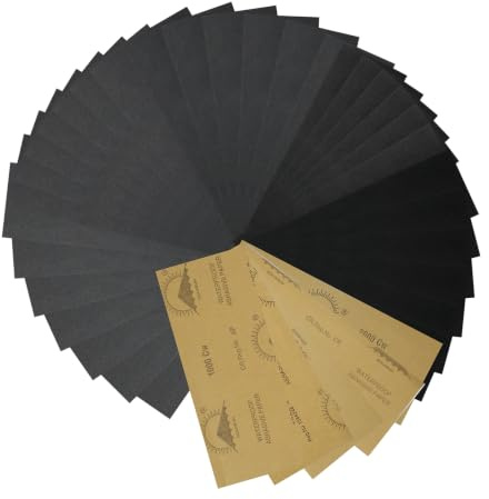 Molythrix 30 Pcs Papel De Lija 9 X 3.6In Grano 400/600/800/1000/2000 | lija al agua y en seco tamaño 23x9,3cm, lija madera y para Productos, Metal, Superficies Pintadas de Automóviles y Plástico
