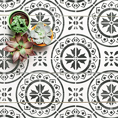 2 x Faux Tile Stencils - Paint Tile Effect on Floors Walls Furniture - Morello 8 (203mm) Single