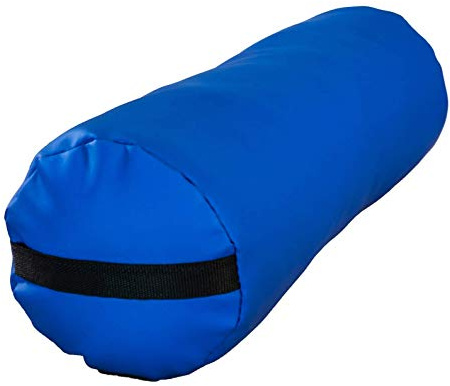 Zen Nackenrolle mit Bezug aus weichem PU & Kunstleder - Yoga Bolster, Kiseenrolle, Knierolle, Lagerungsrolle, Beinrolle, Rollkissen, Lagerungskissen für Physiotherapie & Massage 20x20x66cm (Blau)