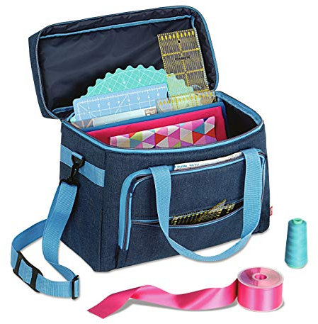 Prym 612634 Nähmaschinen-Tasche (Jeans/ türkis) ,44 x 20 x 35 cm, ungefüllt