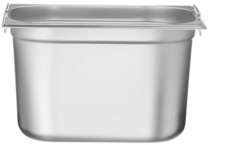 HENDI Gastronormbehälter, mit Griffen, Temperaturbeständig von -40° bis 300°C, Heissluftöfen-Kühl- und Tiefkühlschränken-Chafing Dishes-Bain Marie, 12,5L, GN 1/2, 265x325(H) 200mm, Edelstahl