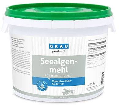 GRAU - das Original - 100% reines Seealgenmehl, für die Fellpigmentierung, für dichtes & glänzendes Fell, 1er Pack (1 x 4,5 kg), Ergänzungsfuttermittel für Hunde & Katzen