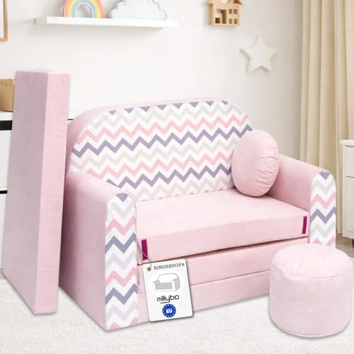 millybo Kindersofa Kinder Couch mit Schlaffunktion ausklappbar 3in1 Kinder Sofa Spielsofa mit Bettfunktion Mädchen Jungen Sitzsack Minisofa Schlafsofa Kinderzimmer Schlafsessel (HJ1)