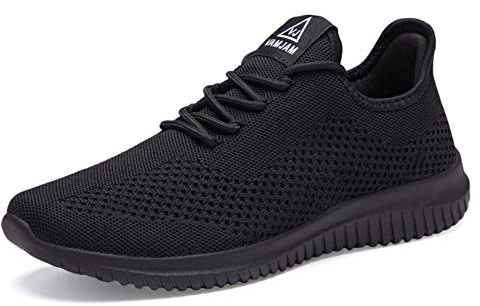 VAMJAM Men's Running Shoes Ultra Lightweight Breathable Walking Shoes Non Slip Athletic Fashion Sneakers Mesh Workout Casual Sports Shoes All Black Size 11.5
