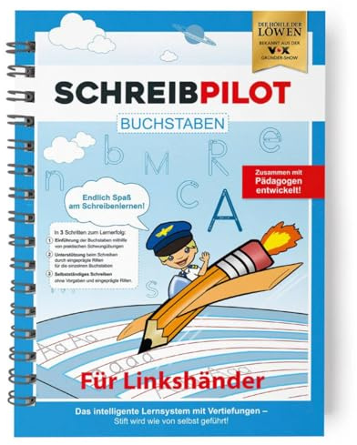 Schreibathlet Schreiblernheft, Schreibpilot Buchstaben Linkshänder