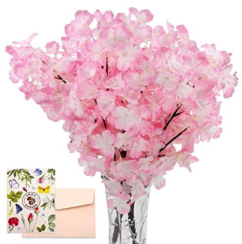 SNAIL GARDEN 2Pack Artificial Cherry Blossom Flowers, 19.7 Inch Silk Cherry Blossom Branches Faux Pink Cherry Blossom Stems Realistic & Lifelike for DIY Garden Home Hotel Wedding Party Decor