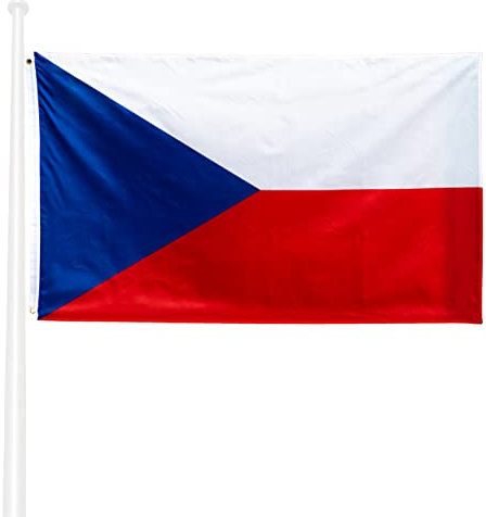 KliKil Bandera de Tela de la República Checa Gran Tamaño 150x90cm - Bandera Nacional Impresa en Poliéster Impermeable con Dos Ojales Metálicos - Bandera Oficial para Exteriores, Eventos y Decoración