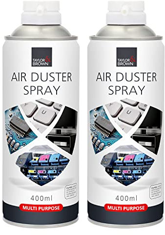 2 x 400ml Compressed Air Can Duster Spray Multi Purpose Can Cleaner Clean & Protects Laptop, Keyboards, Printers, Electronics, PC Cleaning Computer Components